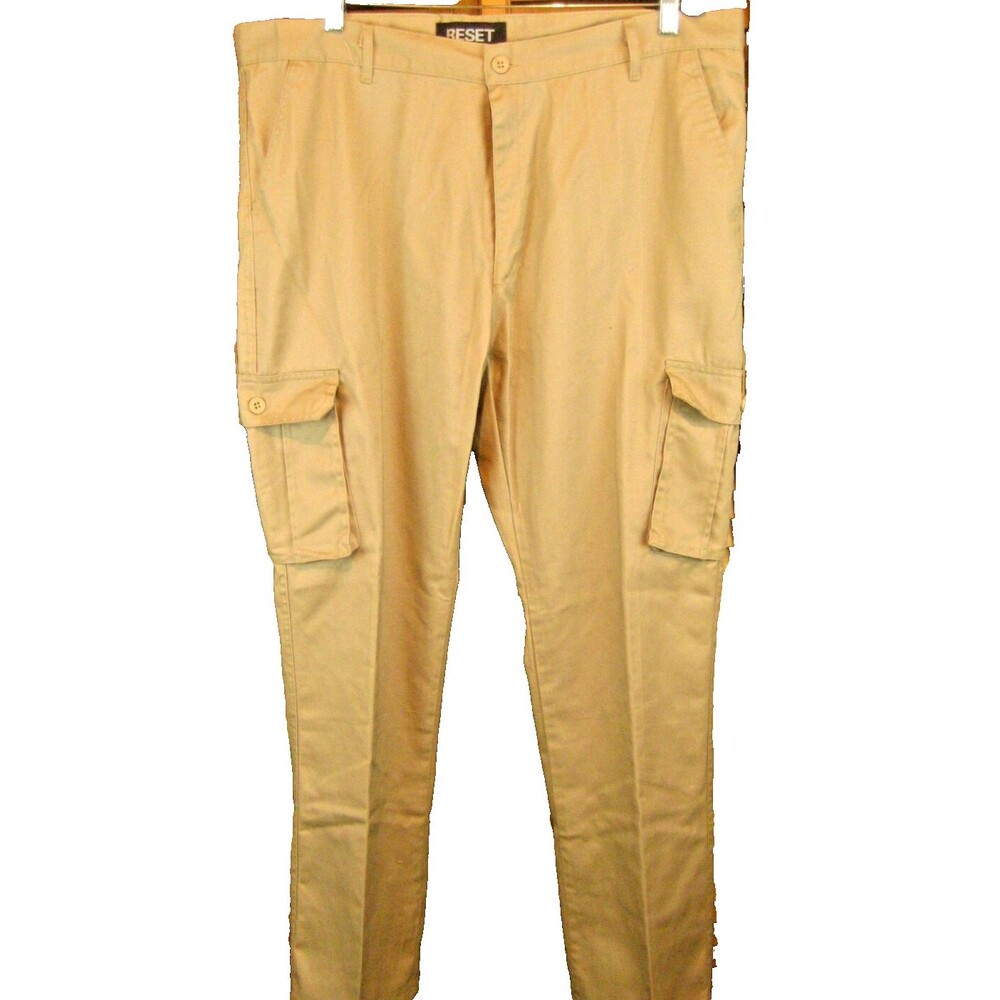 Mens Reset Khaki Cotton Blend Cargo Expedition Pants sz 40x32